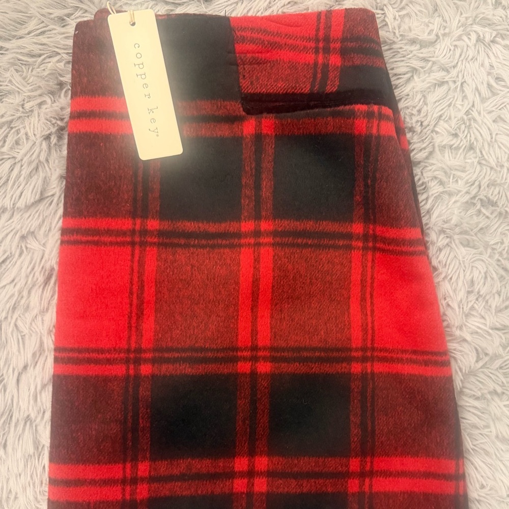 COPPER KEY Red and Black Plaid A-Line Skirt with pockets - Picture 4 of 6